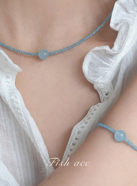 韩国进口ins风简约清新蓝色系粉色系手链闺蜜礼物精致百搭短项链