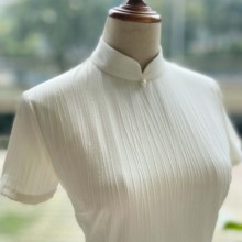 JULEE定制夏季新品立体提花短袖连衣裙日常年轻款极简旗袍