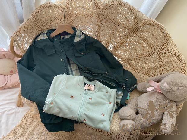 1 옷 3 착용 어린이다운 영국 스타일 순수 프렌치 테일 보이스카우트 그린 타이거 배지 패치 3-IN-1 후드 윈드브레이커