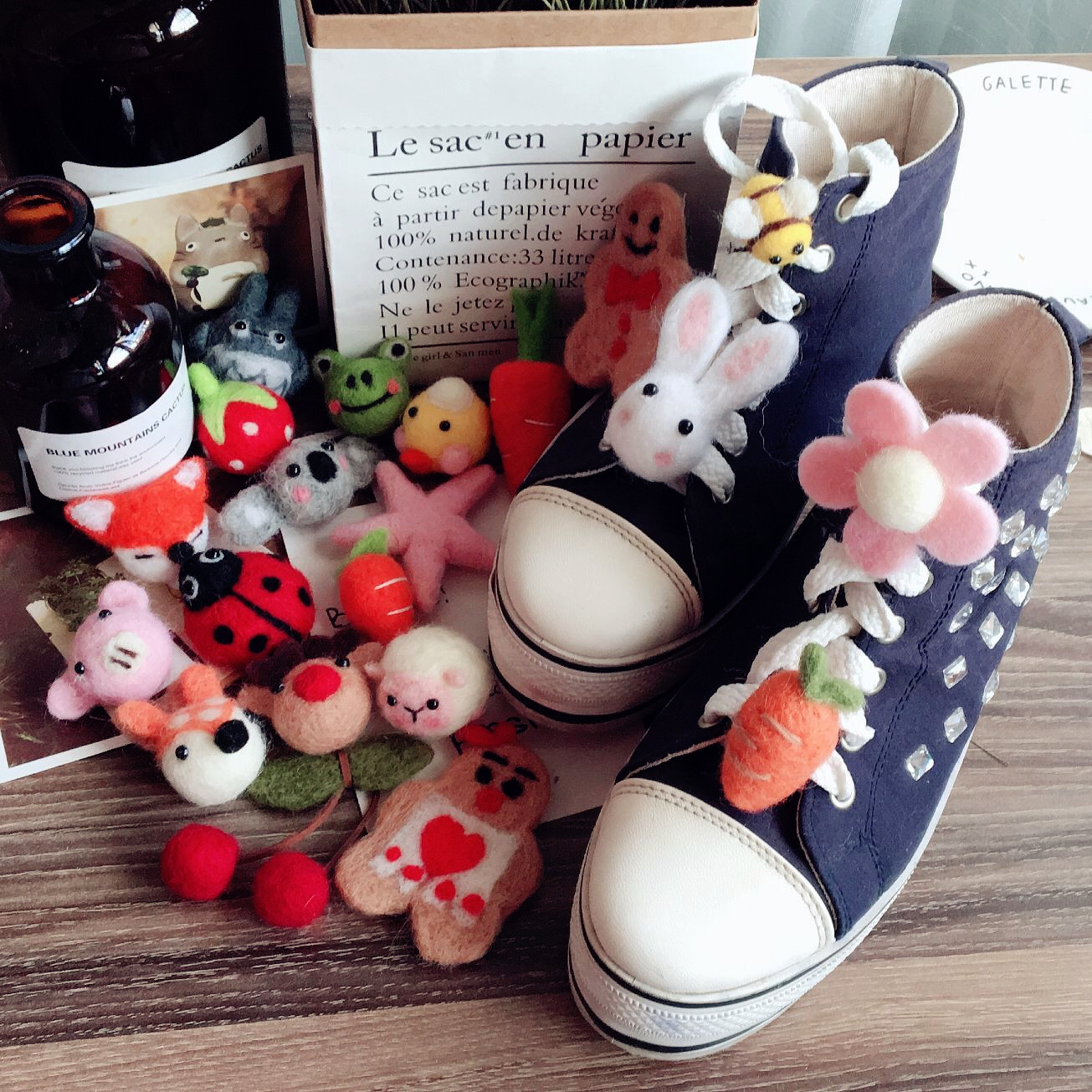 羊毛毡情侣鞋带扣小花匡威鞋带装饰泫雅卡通可爱立体帆布鞋鞋带扣