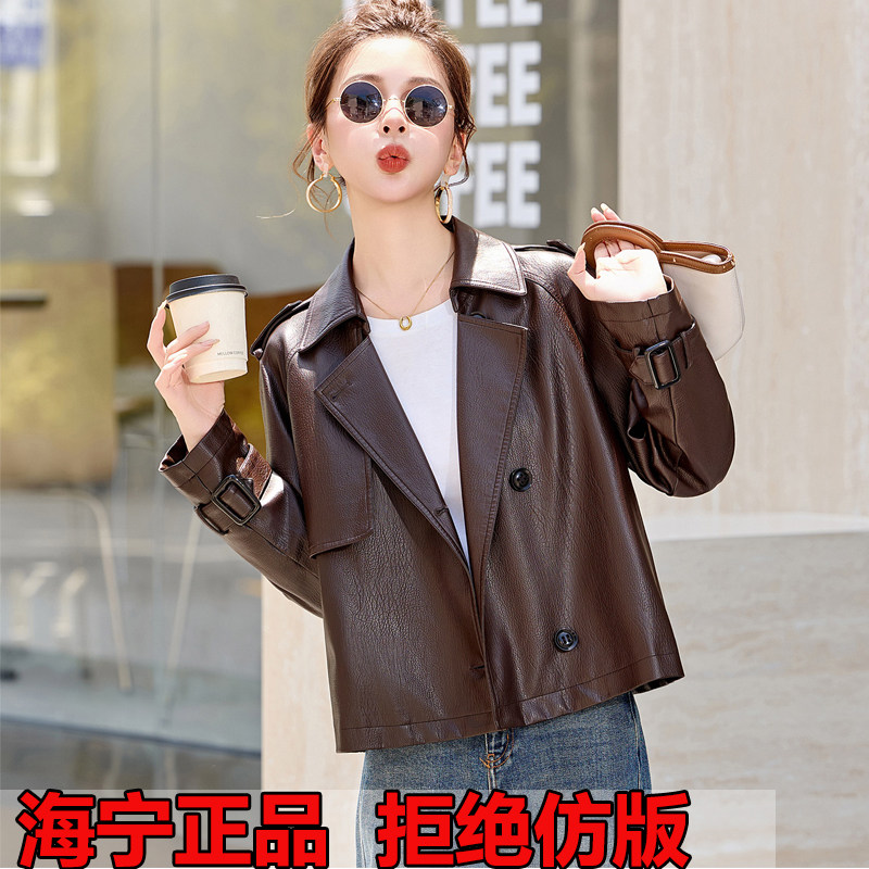 小个子复古西装短款皮衣秋季2026气质新款宽松皮夹克外套网红皮衣
