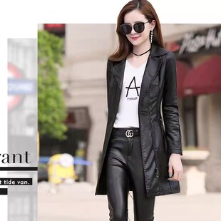 洋气2026年春秋款 显瘦新款 皮风衣上衣潮 风衣修身 皮衣外套女中长款