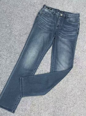 九家高端1399ku714男士早秋款商务休闲高弹深蓝色水洗牛仔裤