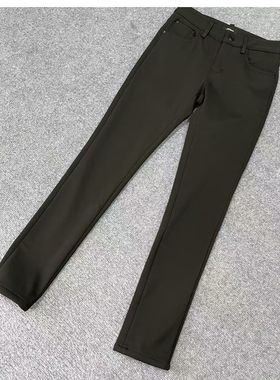 奥la玛ku651男士冬季黑色高端牛奶绒修身版加厚休闲裤