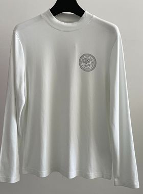 卡er拉fei尼wy159男士春秋白色圆领时尚长袖棉T烫钻上衣休闲简约