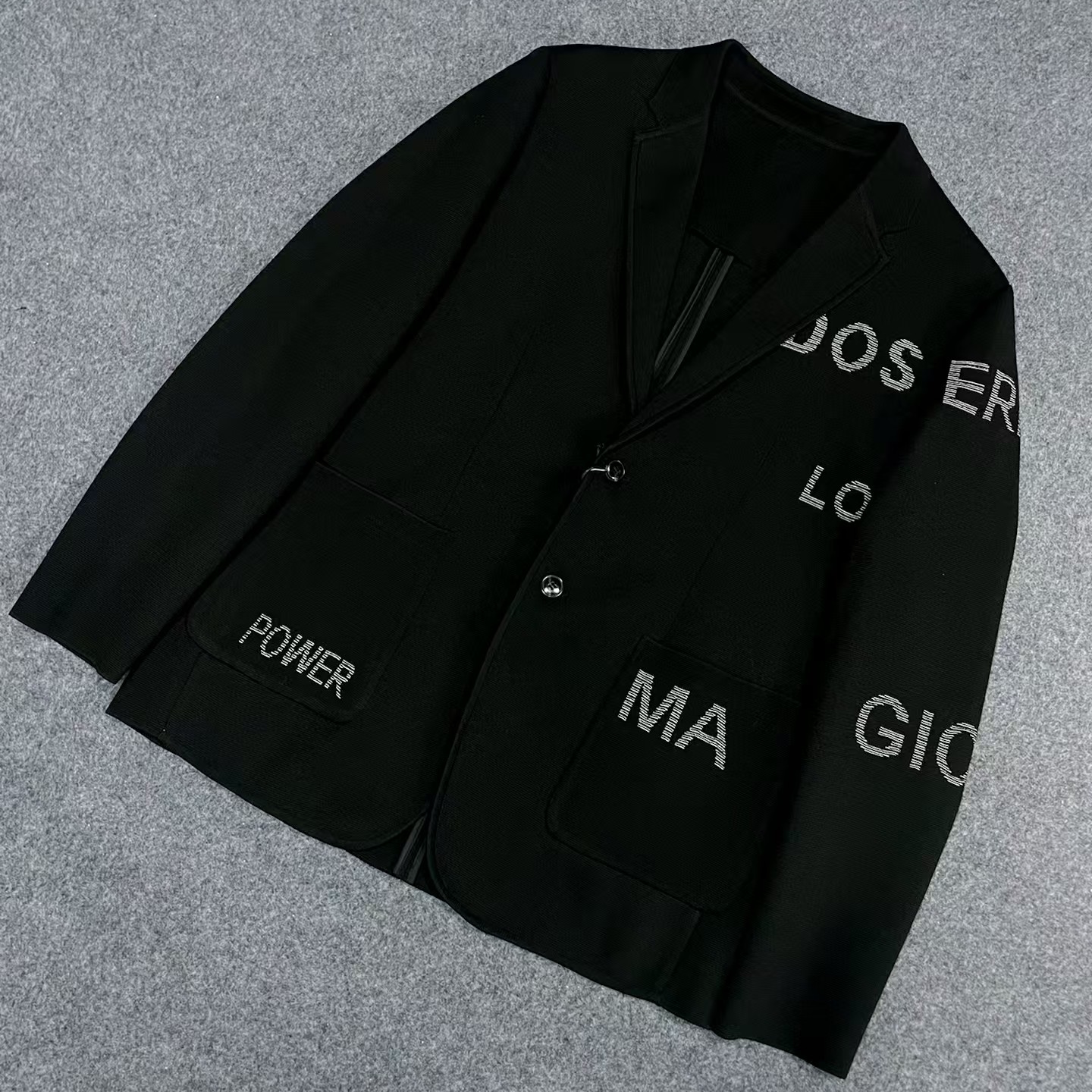 丹西mo砖柜3880xf805男士秋季新款针织黑色简约款西装