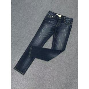 卡li亚ni吊牌价2170ku801男士 蓝色微破洞牛仔裤 修身 弹力小脚 新款