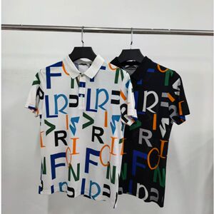 卡er拉fei尼dt015男士夏季轻奢黑白两色短袖POLO衫字母印花时尚