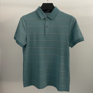 九家砖柜1399dt782男士 22.5%桑蚕丝短袖 蓝色条纹polo衫 夏季