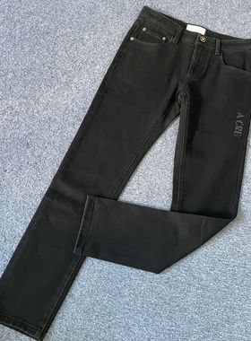 克lai切niku786男士秋季黑色时尚休闲简约百搭牛仔长裤