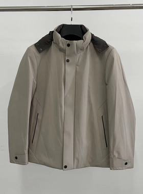 劲家mf033男士冬季浅灰色可脱卸帽时尚薄棉外套尼克