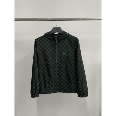 雷di波erjk924男士秋季黑绿色满印连帽夹克烫钻款潮牌宽松外套