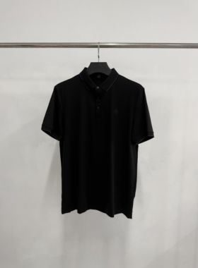 欧dudt076男士夏季黑色轻奢弹力舒适商务休闲翻领短袖POLO衫