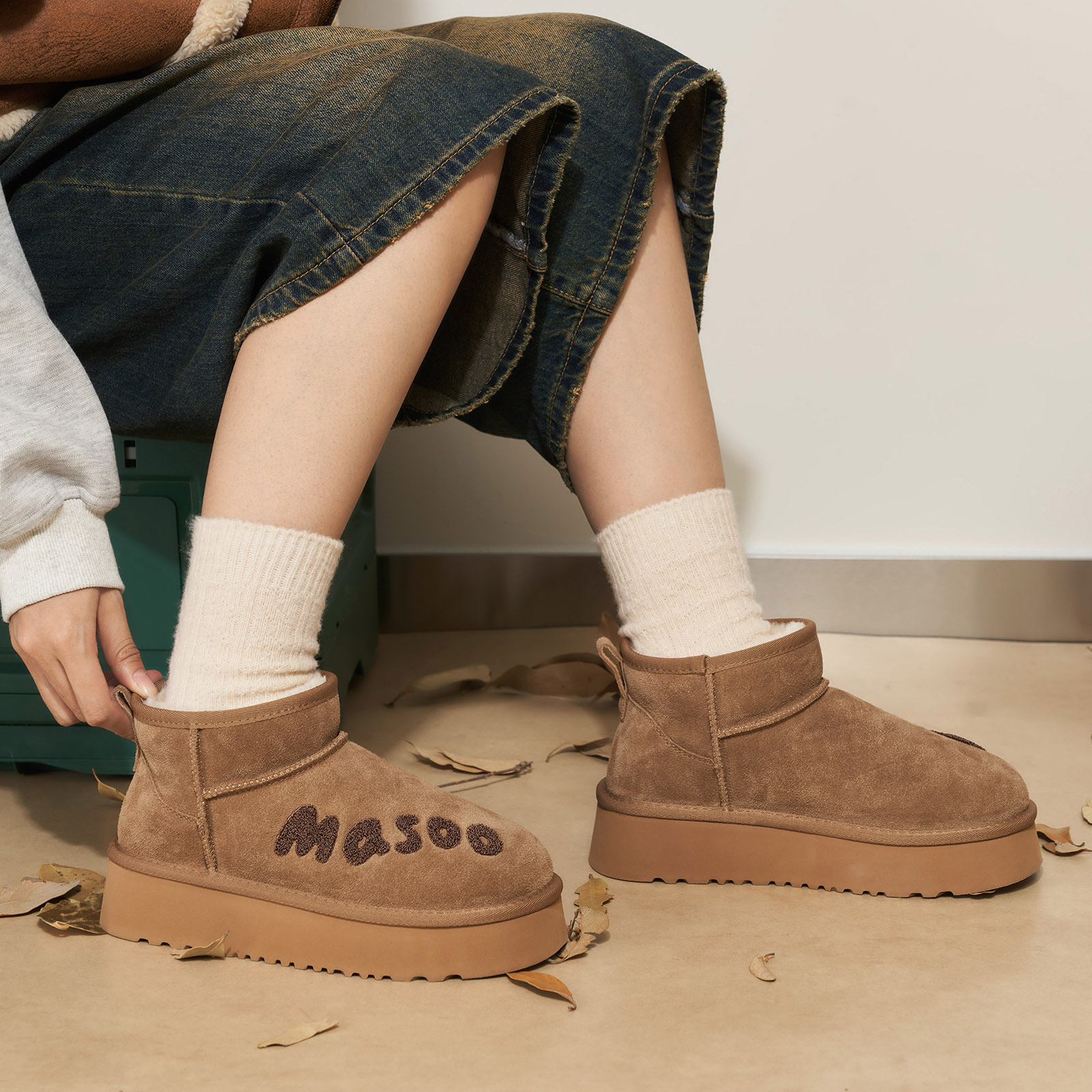 MASOOMAKE雪地靴冬季保暖棉鞋绒