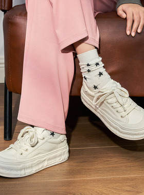 玛速主义2026新款平底百搭饼干鞋休闲板鞋女春运动小白鞋溶解鞋潮