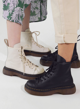 玛速主义2026新款厚底白色马丁靴女春英伦风黑色短靴百搭炸街靴子