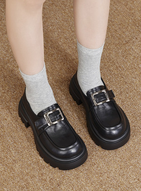 玛速主义2026年春季新款英伦风黑色乐福鞋时尚百搭小皮鞋增高单鞋