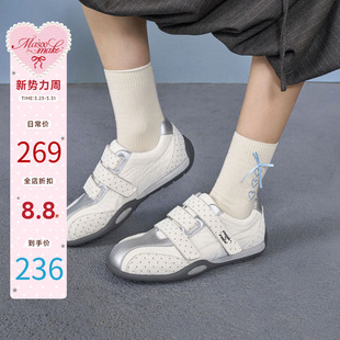 女夏季 玛速主义2026新款 百搭平底板鞋 轻便运动鞋 波点 魔术贴休闲鞋