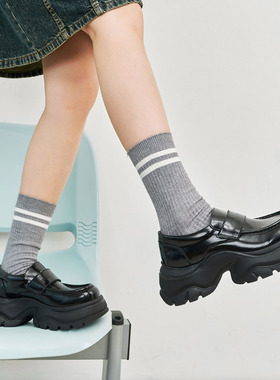 玛速主义2026年春季新款厚底增高乐福鞋时尚黑色小皮鞋百搭单鞋女