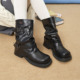 玛速主义2025年冬季 新款 复古百搭骑士靴厚底粗跟中筒靴显瘦堆堆靴