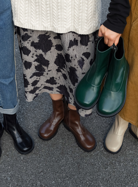 玛速主义2026新款平底马丁瘦瘦靴女冬百搭单靴英伦风短靴加绒靴子