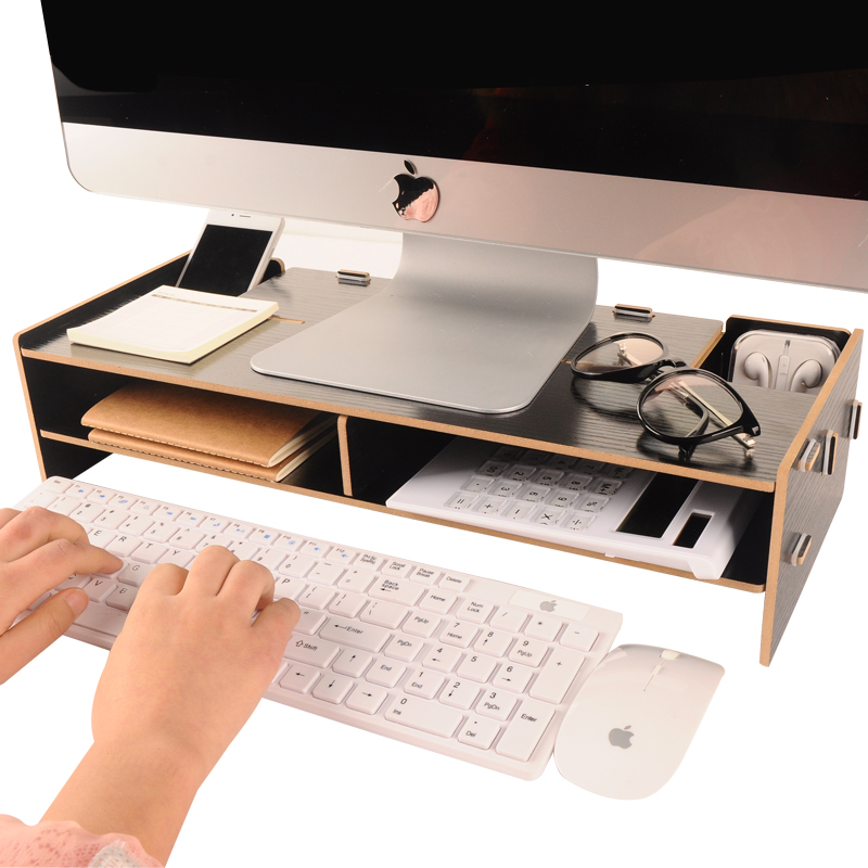 电脑显示器增高架护颈木制桌面收纳盒整理托支架办公收纳置物架
