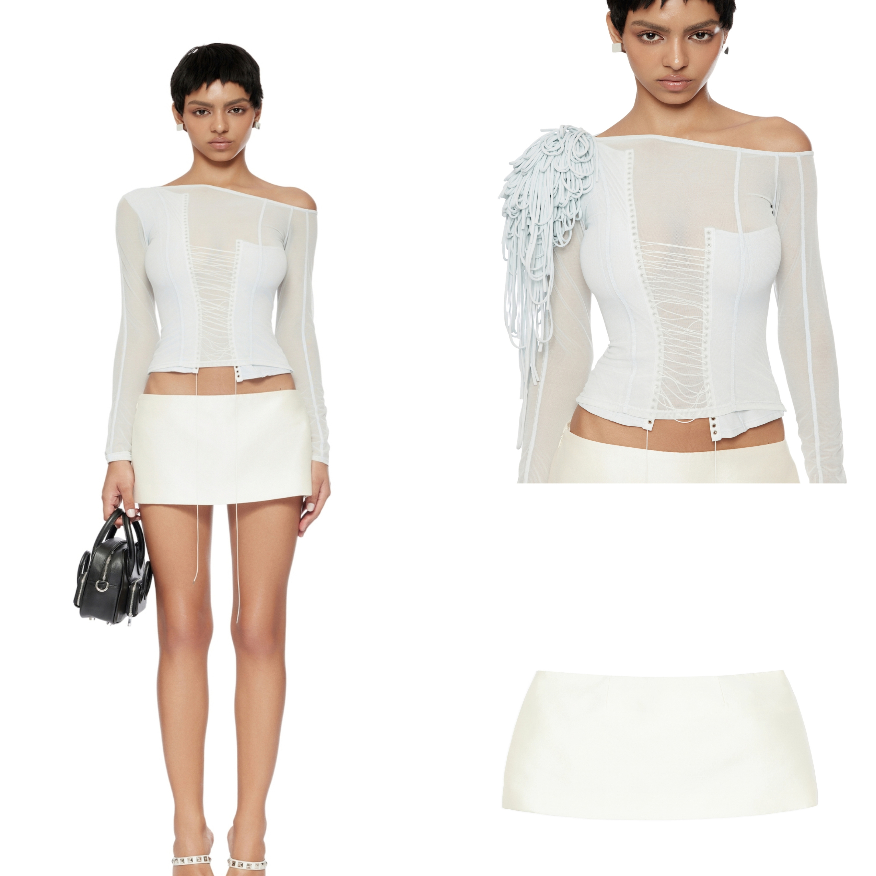 Fanci Club正品25SS 女玻璃翼双层薄纱上衣+裙辣妹小众设计师越南