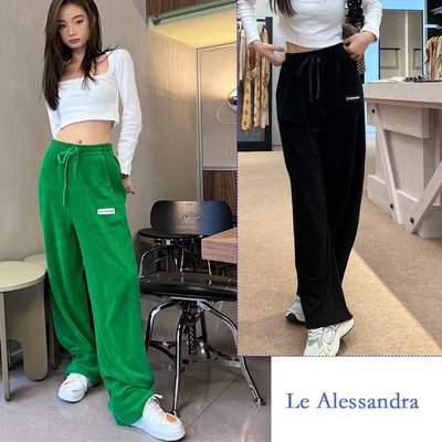 LE ALESSANDRA正品直发女运动裤松紧系带直筒阔腿休闲百搭22春夏