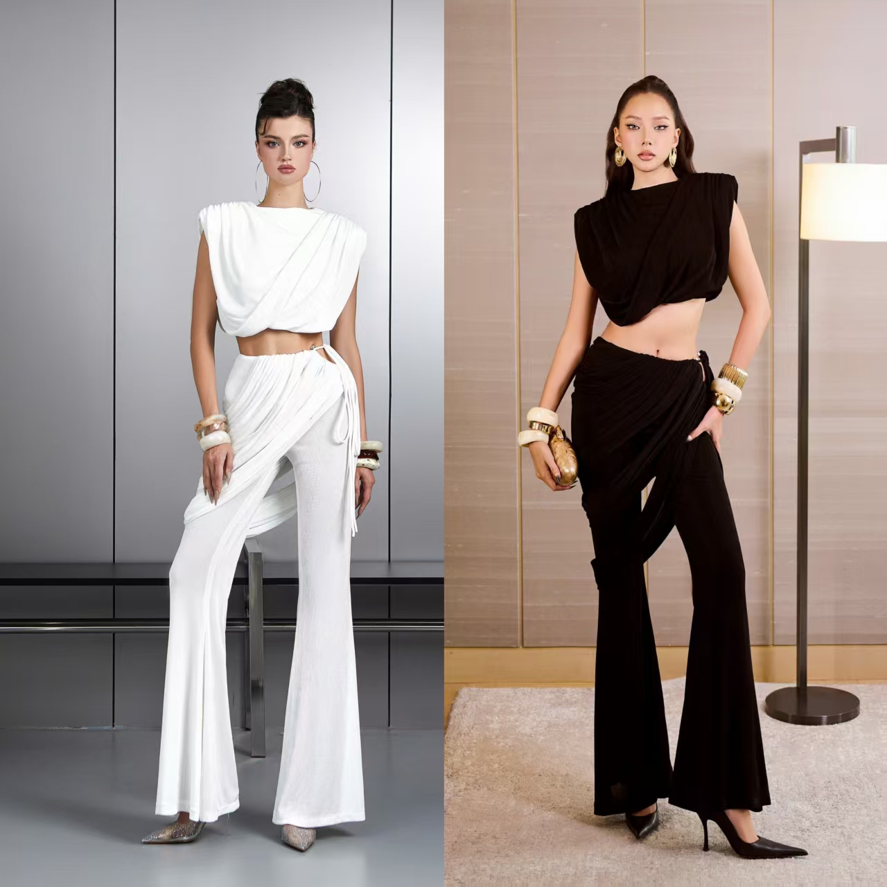 Mooris正品25SS女上衣裤子白色黑色御姐女神气质设计师