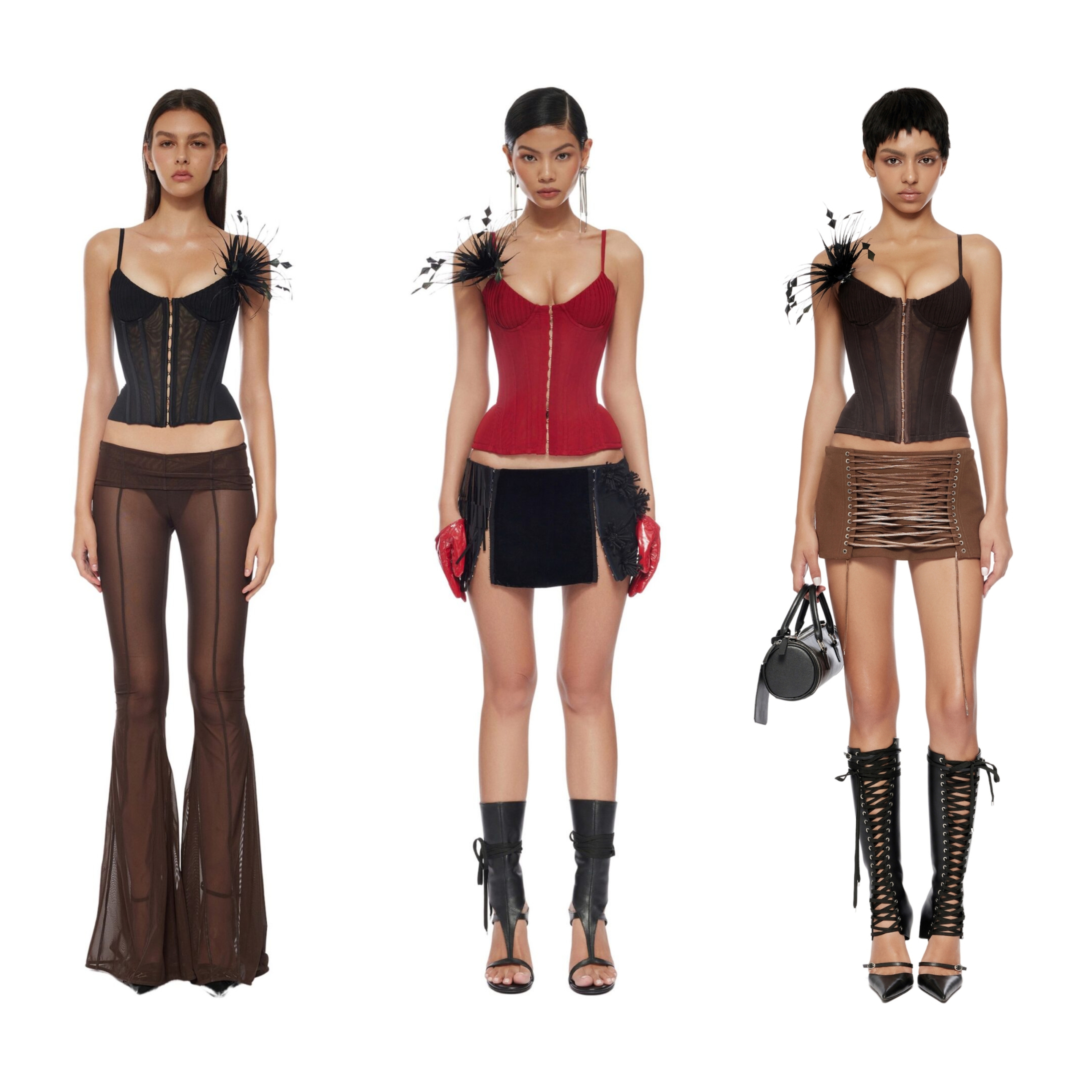 Fanci Club正品25SS 女紧身胸衣红色黑色棕色辣妹小众设计师越南