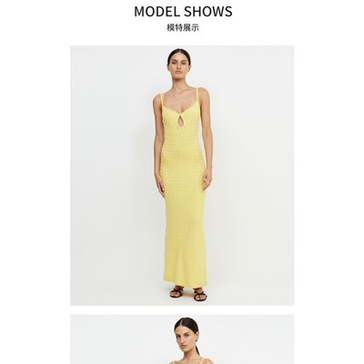 BEC BRIDGE正品授权女连衣裙吊带针织修身收腰长款黄色澳洲时尚23