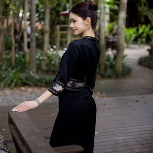 玉家人曼安新中式国风改良傣族服饰女款气质上衣裙子套装工作服