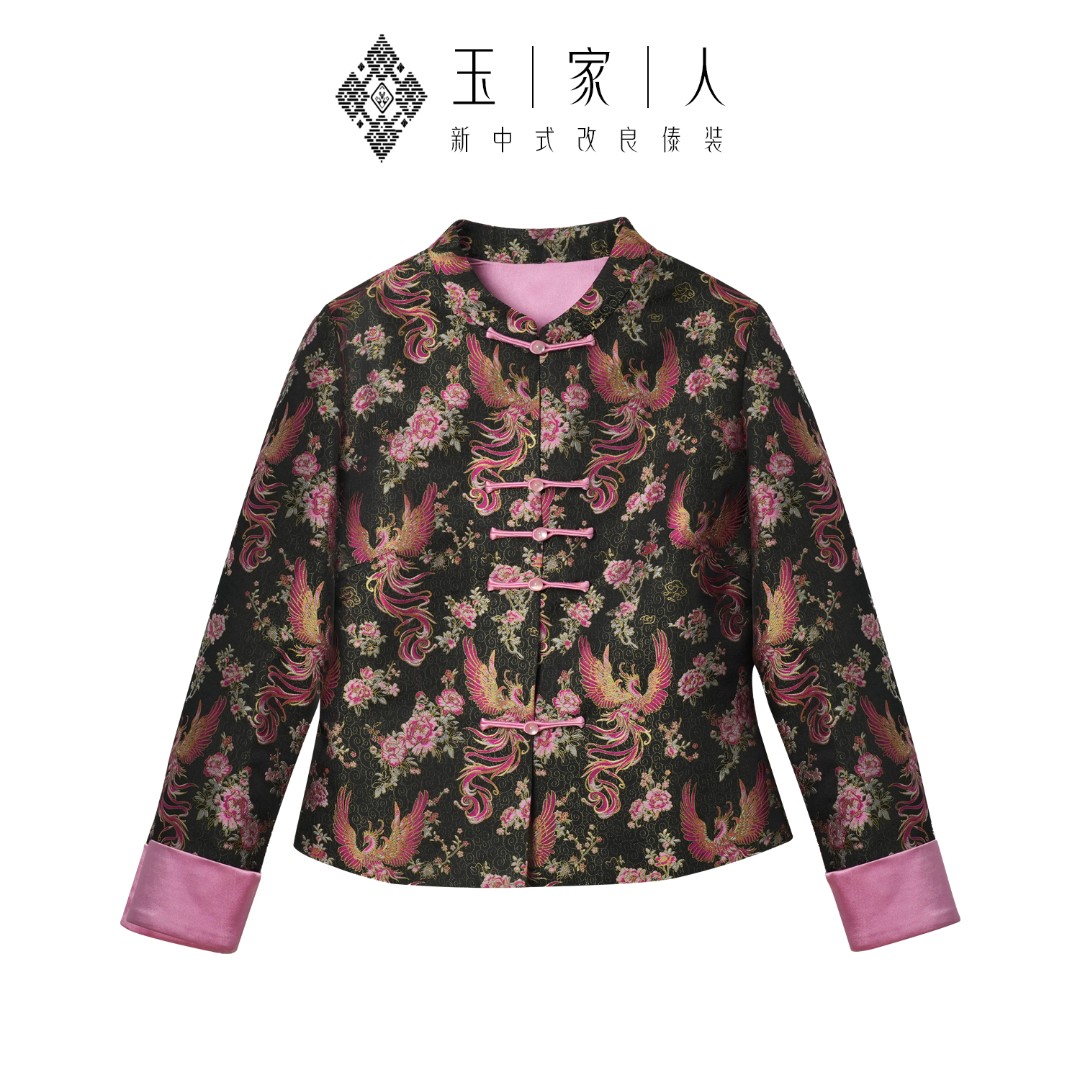 凤凰于飞新中式改良真丝宋锦外套