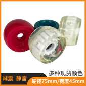 减震静音四轮滑板轮子75mm直径陆冲滑板长板多色现货耐磨聚氨酯轮