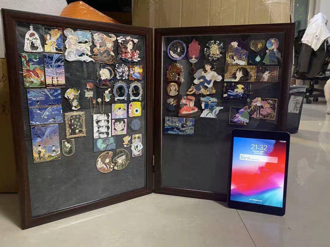 折叠徽章收纳盒展示板 衍纸画框手机蝴蝶标本贝壳画框黏土画框