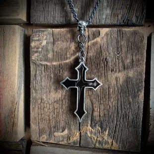 Alchemy Gothic P618 A牌哥特暗黑十字架链条项链小众骷颅头吊饰
