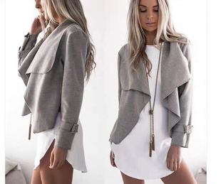 第二件半价秋春款欧美女羊毛绒呢子短款外套百搭黑色灰色驼色包邮