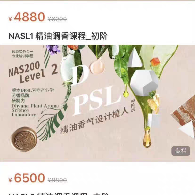 精油调香课 NASL1初阶+NASL2 中阶 视频课程 网盘发货
