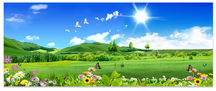 fj1010环保无缝高清蓝天白云草地树美景草地风景电视背景墙3d空间