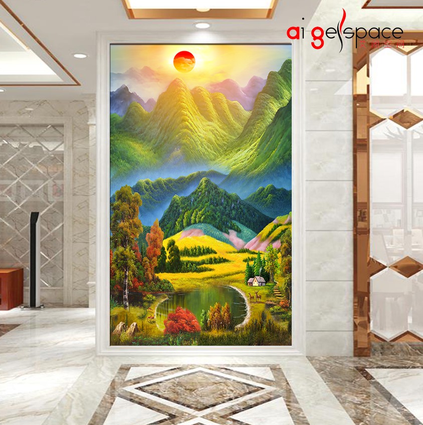 壁画风景客厅山水油画艾阁空间