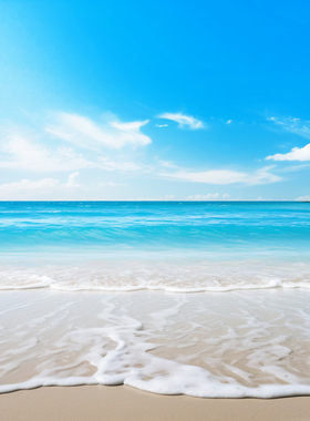 FJ01758电视背景墙大海沙滩高清晰的海边蓝天白云飘飘3D背景墙