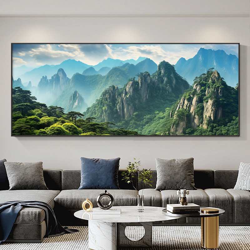 笔架山青山有山无水靠山3D蓝天白云客厅办公室背景墙壁画FJ5923