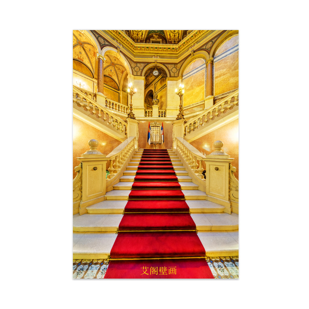玄关3d立体欧式贴画过道进门墙纸墙贴自粘竖版风景的壁画FJ2988