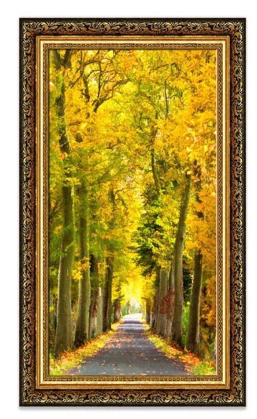 环保定制xg708仿油画黄金大道玄关立体金秋树林8d小路过道背景墙