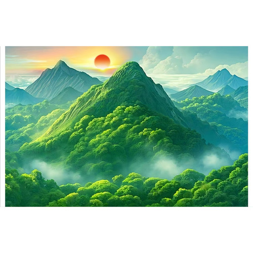 高山大山山脉背有靠山青山图客厅办公室笔架山墙贴壁画自粘FJ2583