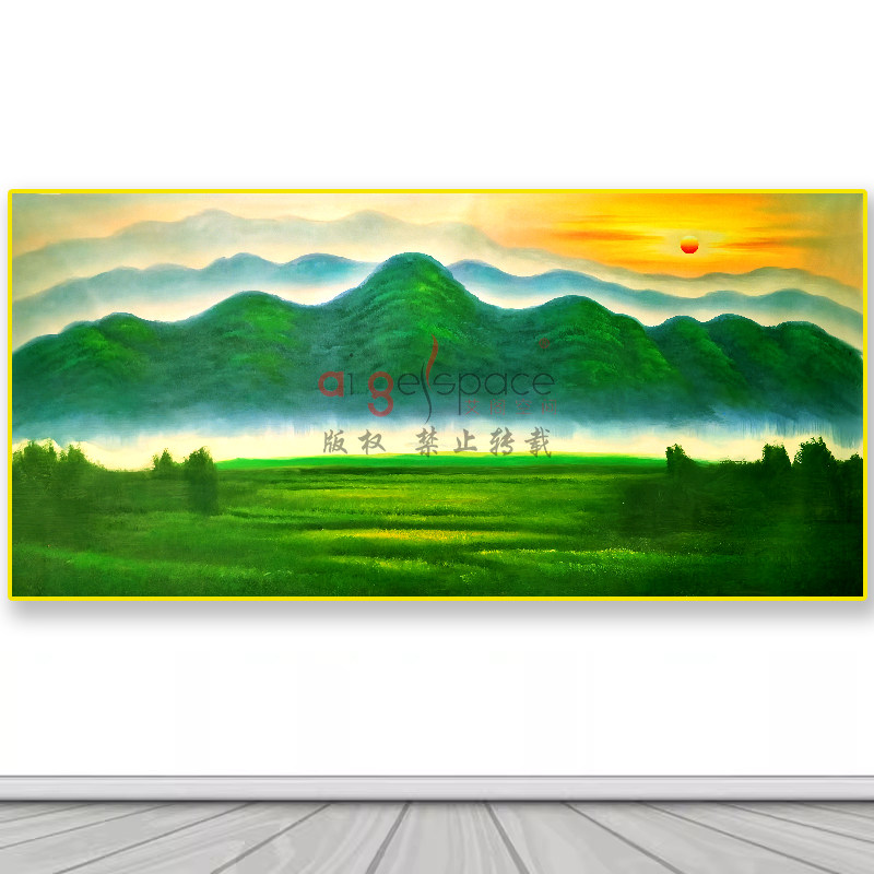 定制油画青山靠山笔架山好寓意大山无水壁画贴画无缝立体FJ02320图片