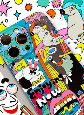 SillyPark原创设计适用于iPhone16ProMax手机壳IMD黑边光面精孔TPU软壳