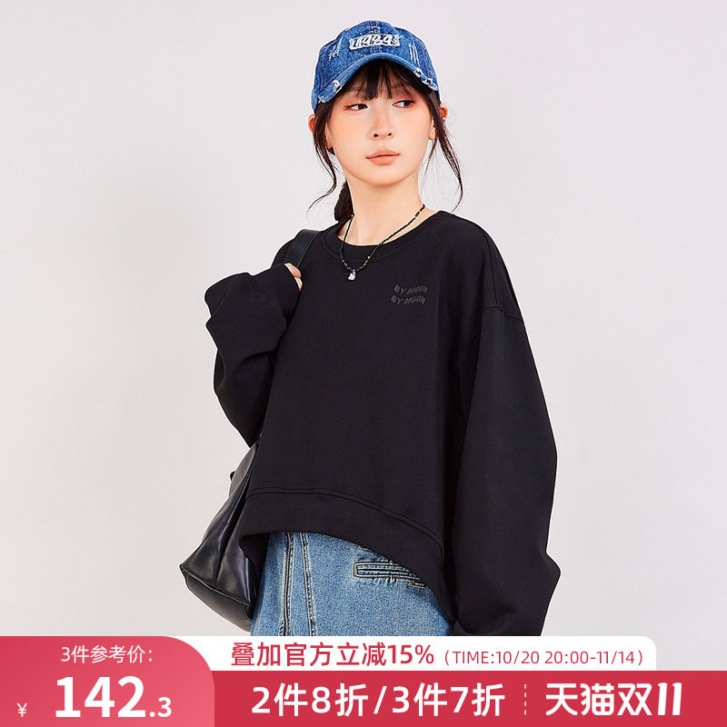 木果果木秋冬新款不规则下摆上衣卫衣/绒衫