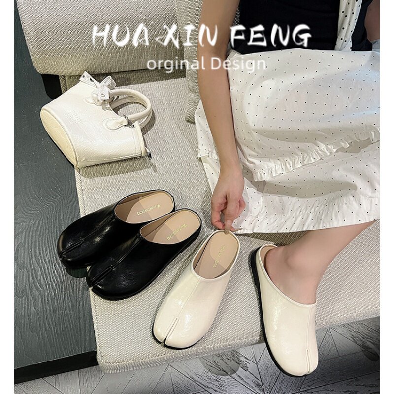 复古百搭分趾防滑包头半拖女鞋