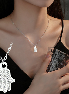 气质颈链幸运手掌项链女高级感脖子配饰锁骨链钛钢不掉色防过敏